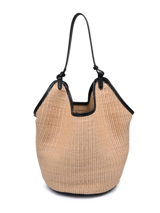 Ambrose Women's Woven Straw Tote Bag with Black Trim - Picture 1 of 4